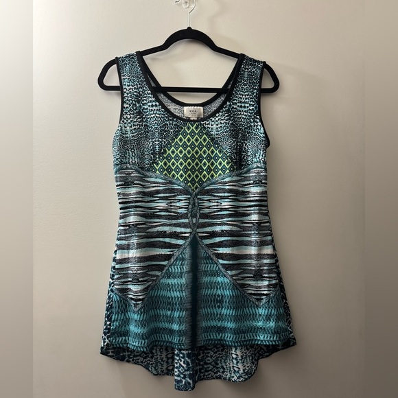 ECI Vibrant Patterned Top with Blue and Green Accents - Picture 1 of 4